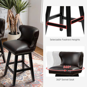 Amecia 29.5"Classic Swivel 360-degree Bar Stool With Solid Wooden Legs (Set of 2)  Wooden Bazar