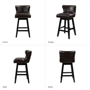 Amecia 29.5"Classic Swivel 360-degree Bar Stool With Solid Wooden Legs (Set of 2)  Wooden Bazar