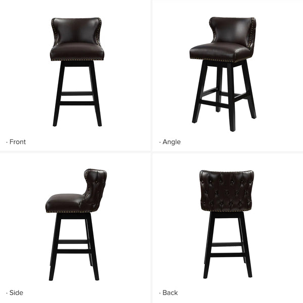 Amecia 29.5"Classic Swivel 360-degree Bar Stool With Solid Wooden Legs (Set of 2)  Wooden Bazar
