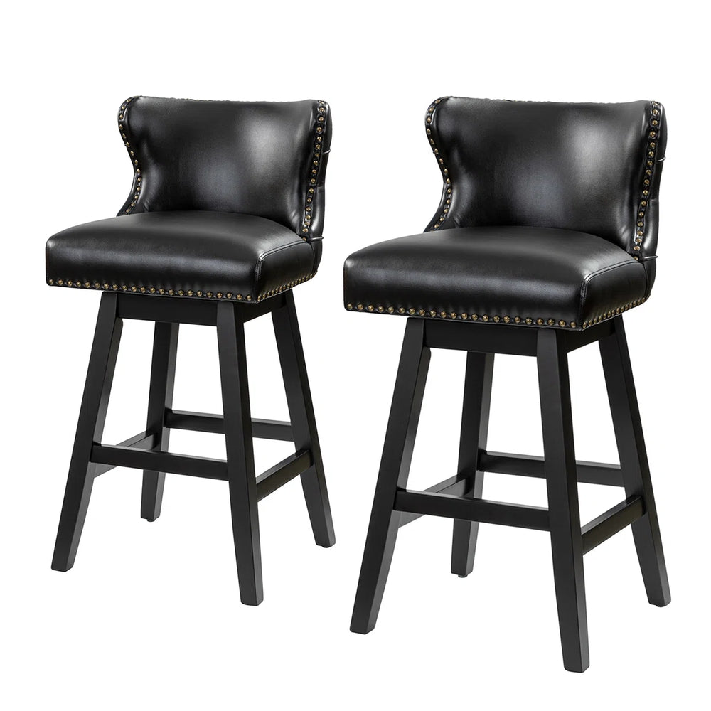Amecia 29.5"Classic Swivel 360-degree Bar Stool With Solid Wooden Legs (Set of 2)  Wooden Bazar