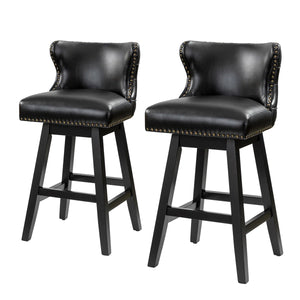 Amecia 29.5"Classic Swivel 360-degree Bar Stool With Solid Wooden Legs (Set of 2)  Wooden Bazar