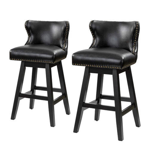 Amecia 29.5"Classic Swivel 360-degree Bar Stool With Solid Wooden Legs (Set of 2)  Wooden Bazar