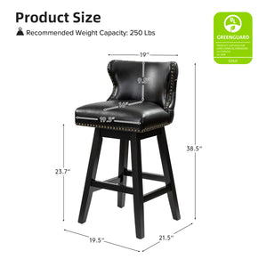 Amecia 29.5"Classic Swivel 360-degree Bar Stool With Solid Wooden Legs (Set of 2)  Wooden Bazar