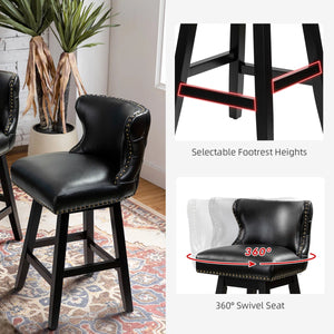 Amecia 29.5"Classic Swivel 360-degree Bar Stool With Solid Wooden Legs (Set of 2)  Wooden Bazar