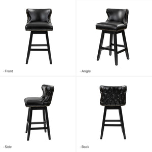 Amecia 29.5"Classic Swivel 360-degree Bar Stool With Solid Wooden Legs (Set of 2)  Wooden Bazar