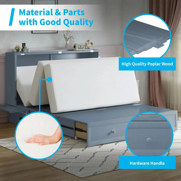 Shivank Murphy Storage Bed with Mattress - Wooden bazar