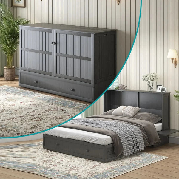 Shivank Murphy Storage Bed with Mattress - Wooden bazar