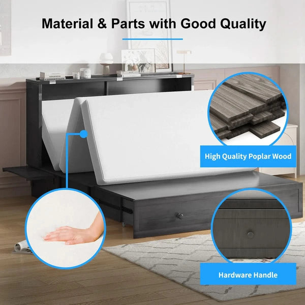 Shivank Murphy Storage Bed with Mattress - Wooden bazar