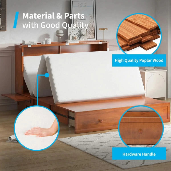 Shivank Murphy Storage Bed with Mattress - Wooden bazar
