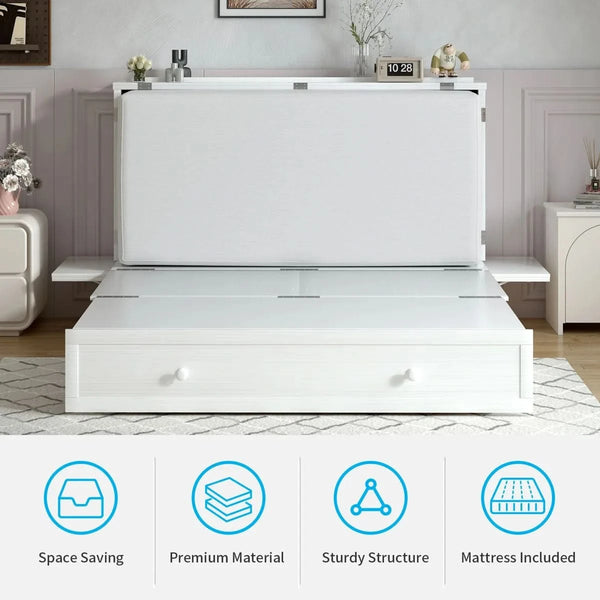 Shivank Murphy Storage Bed with Mattress - Wooden bazar