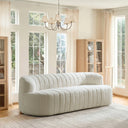 Andrea 95.5"W Modern Curved No Assembly Channel Tufted Compressed Sofa  Wooden Bazar