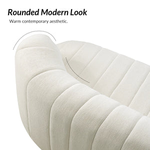 Andrea 95.5"W Modern Curved No Assembly Channel Tufted Compressed Sofa  Wooden Bazar