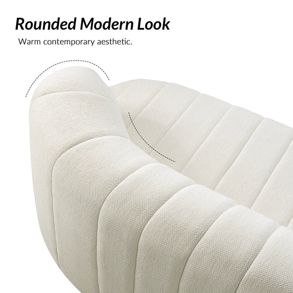 Andrea 95.5"W Modern Curved No Assembly Channel Tufted Compressed Sofa  Wooden Bazar