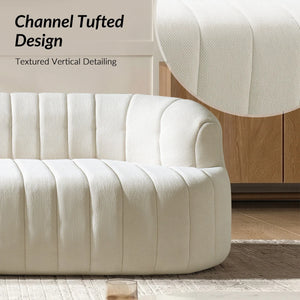Andrea 95.5"W Modern Curved No Assembly Channel Tufted Compressed Sofa  Wooden Bazar