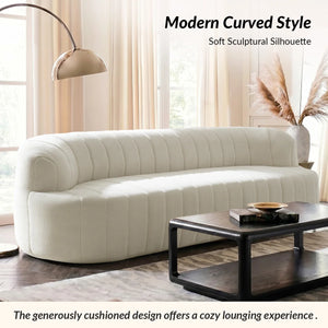 Andrea 95.5"W Modern Curved No Assembly Channel Tufted Compressed Sofa  Wooden Bazar