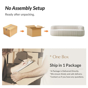 Andrea 95.5"W Modern Curved No Assembly Channel Tufted Compressed Sofa  Wooden Bazar