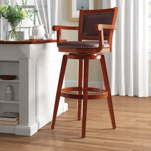 Angelija Extra Tall Swivel Bar Stool  Wooden Bazar