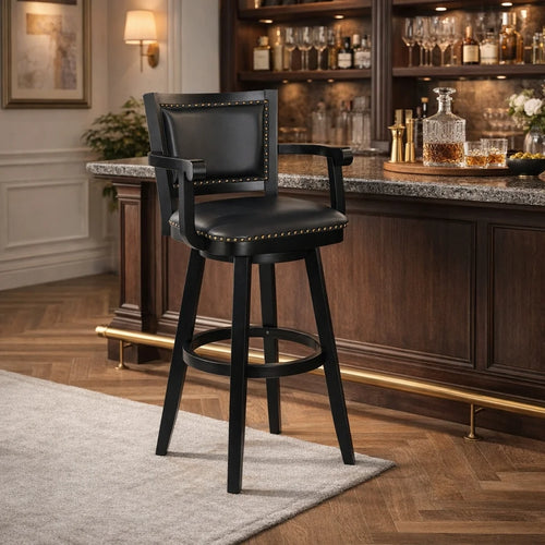 Angelija Extra Tall Swivel Bar Stool  Wooden Bazar