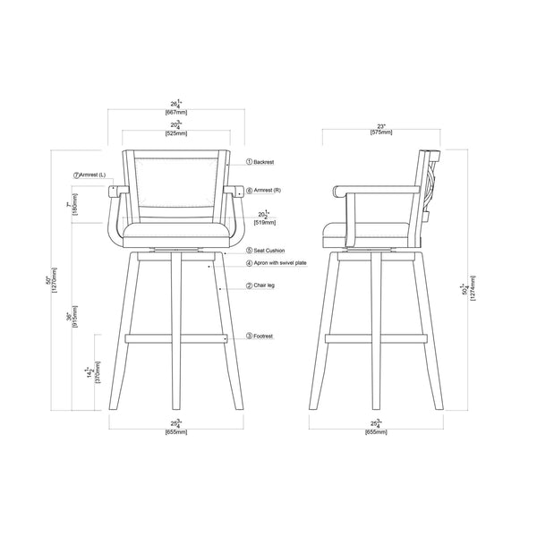 Angelija Extra Tall Swivel Bar Stool  Wooden Bazar