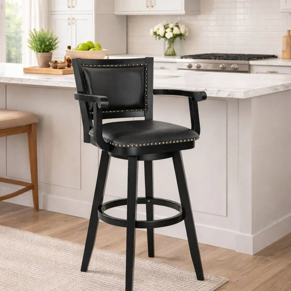 Angelija Extra Tall Swivel Bar Stool  Wooden Bazar