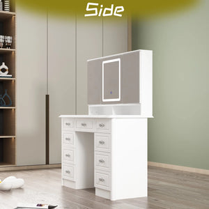 Anietra 9-Drawer Vanity With 3-Mirror  Wooden Bazar