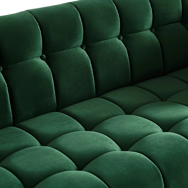 Hikin Modern Velvet 3-Seater Sofa with Tufted Design - Wooden Bazar