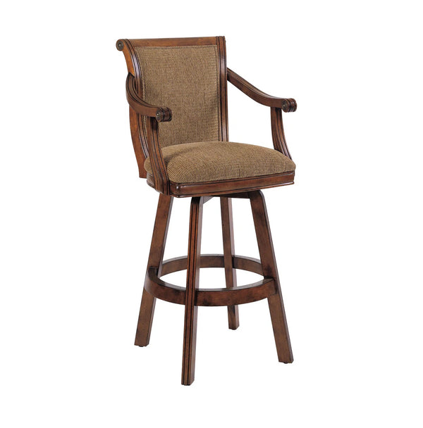 Areke Swivel Upholstered Counter Stool  Wooden Bazar