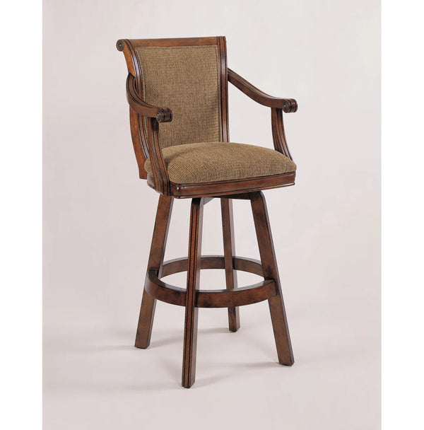 Areke Swivel Upholstered Counter Stool  Wooden Bazar