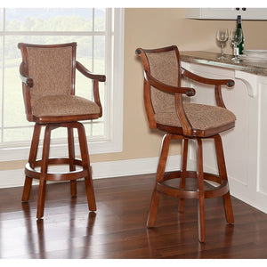 Areke Swivel Upholstered Counter Stool  Wooden Bazar