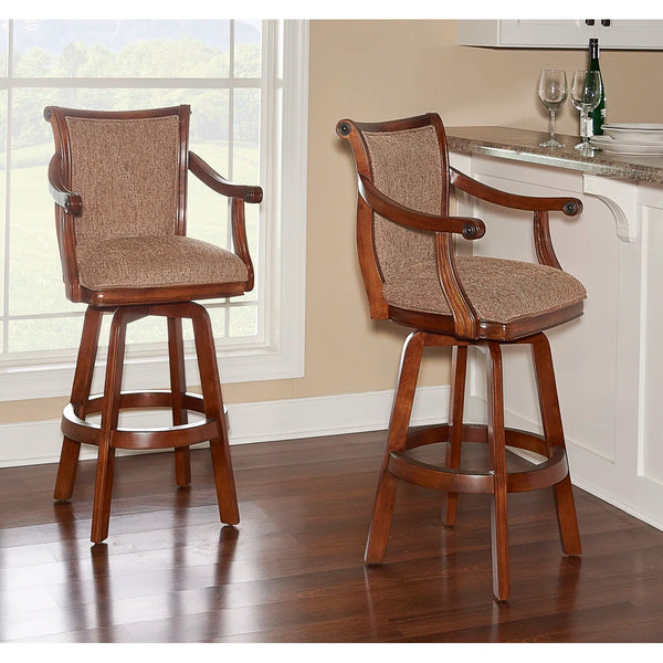 Areke Swivel Upholstered Counter Stool  Wooden Bazar