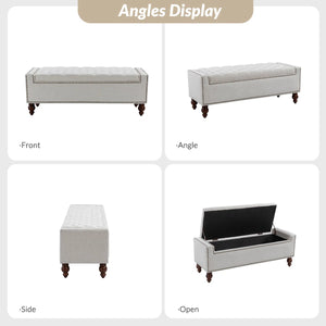 Flip Top Storage Bench with Solid Wood Spindle Legs - Wooden Bazar