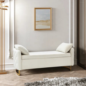 Hekil Upholstered Flip Top Storage Bench with Two Pillows - Wooden bazar
