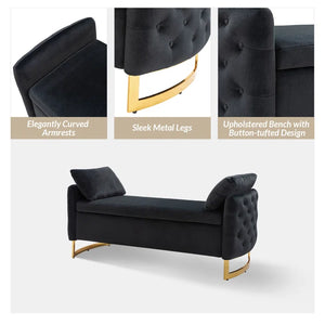 Hekil Upholstered Flip Top Storage Bench with Two Pillows - Wooden bazar
