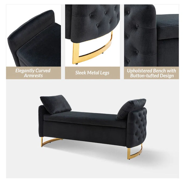 Hekil Upholstered Flip Top Storage Bench with Two Pillows - Wooden bazar