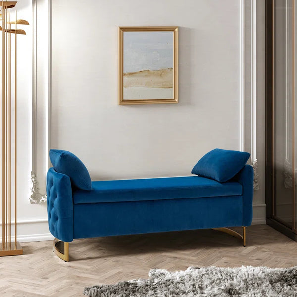 Hekil Upholstered Flip Top Storage Bench with Two Pillows - Wooden bazar
