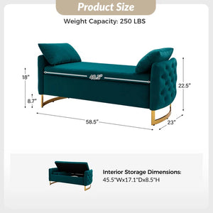 Hekil Upholstered Flip Top Storage Bench with Two Pillows - Wooden bazar
