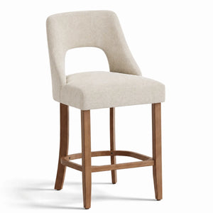 Arlette 26" Modern Upholstered Counter Height Bar Stools with Wood Legs for Kitchen Island Dining Room (Set of 2)  Wooden Bazar