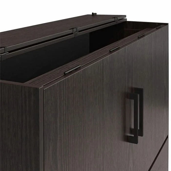 Queen Cabinet Bed With Storage Drawer - Wooden Bazar