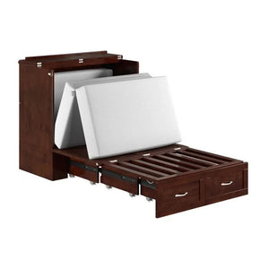 Murphy Bed Chest with 6" Mattress, Storage and Built-in Charger Queen size - Wooden Bazar