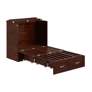 Murphy Bed Chest with 6" Mattress, Storage and Built-in Charger Queen size - Wooden Bazar
