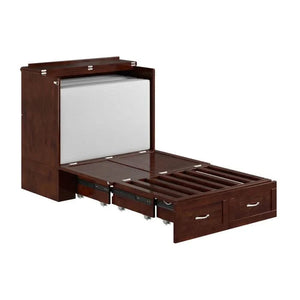 Murphy Bed Chest with 6" Mattress, Storage and Built-in Charger Queen size - Wooden Bazar