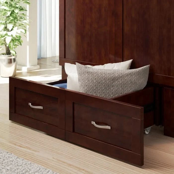 Murphy Bed Chest with 6" Mattress, Storage and Built-in Charger Queen size - Wooden Bazar