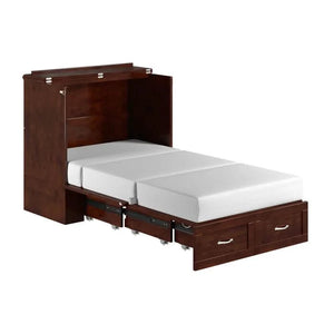Murphy Bed Chest with 6" Mattress, Storage and Built-in Charger Queen size - Wooden Bazar
