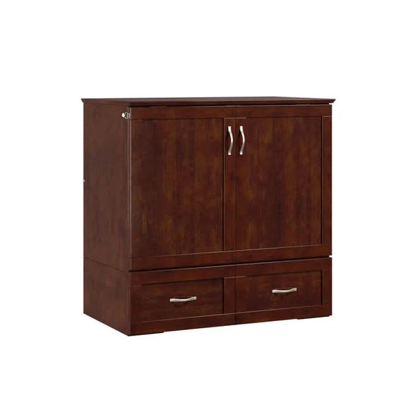 Murphy Bed Chest with 6" Mattress, Storage and Built-in Charger Queen size - Wooden Bazar