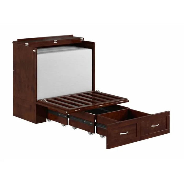 Murphy Bed Chest with 6" Mattress, Storage and Built-in Charger Queen size - Wooden Bazar