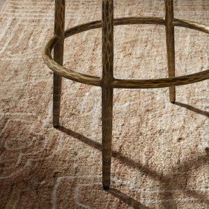 Modern Glam Counter Stool with Hand-Hammered Metal Legs  Wooden Bazar