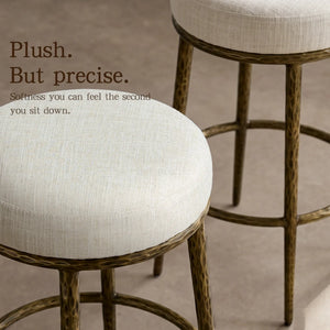 Modern Glam Counter Stool with Hand-Hammered Metal Legs  Wooden Bazar