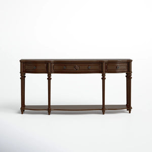 Solid Wood Console Table with 3 Drawers and Lower Shelf in Vintage Oak  Wooden Bazar