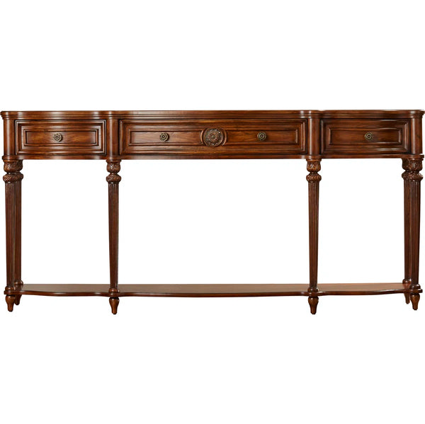 Solid Wood Console Table with 3 Drawers and Lower Shelf in Vintage Oak  Wooden Bazar