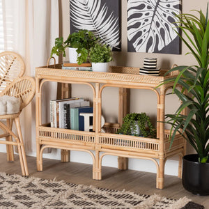 Modern Bohemian Rattan Console Table for Entryway, Hallway & Living Room  Wooden Bazar